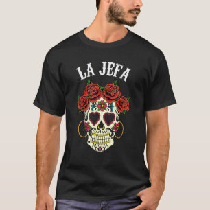 Camiseta La Jefa Sugar Skull Morto Roupa mexicano Dia De Lo