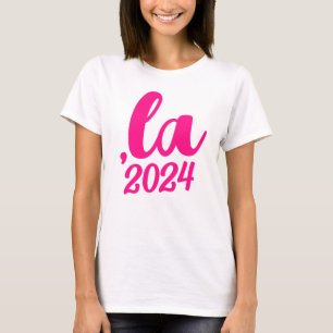 Camiseta la Kamala personalizado Ano texto rosa quente