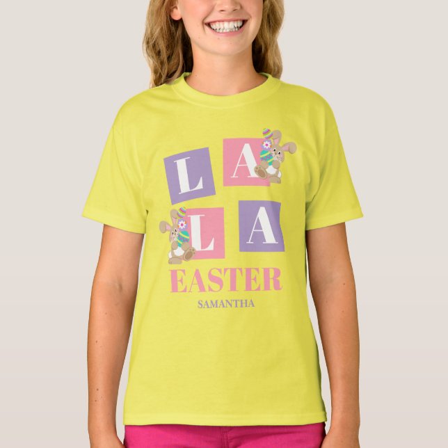 Camiseta La La Páscoa Bunny Amarelo Meninas (Frente)