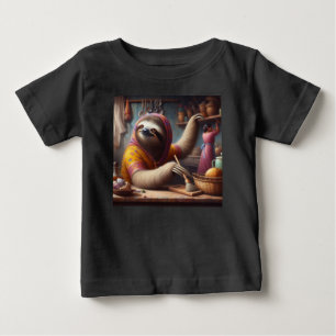 Camiseta Lã Limpando uma cozinha