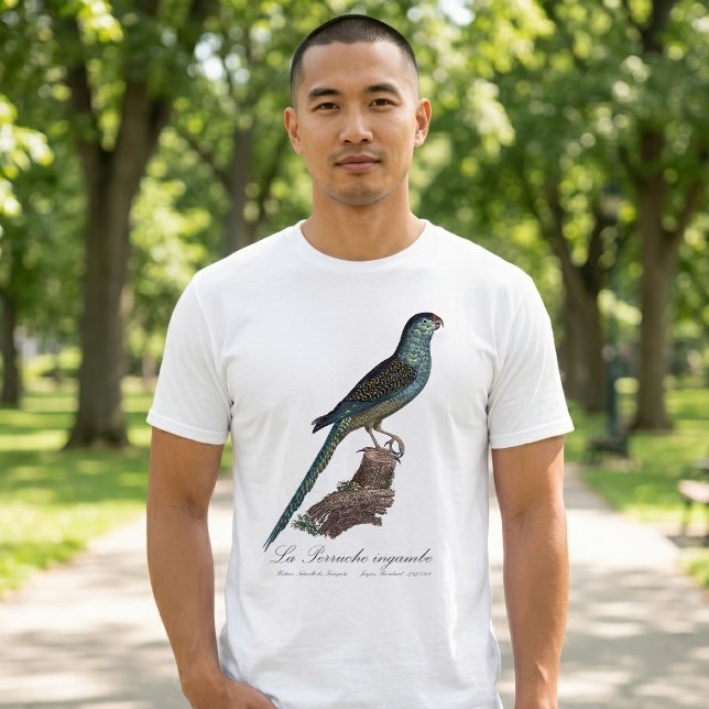Camiseta La Perruche ingambe (Ground Parrot or Swamp Parrot, Pezoporus Wallicus. Men Basic White T-Shirt)