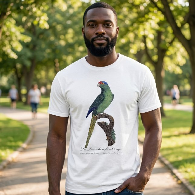 Camiseta La Perruche, uma coroa (Orange-Fronted Parakeet, Eupsittula Canicularis. Men Basic White T-Shirt)