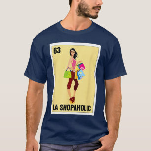 Camiseta La Shopaholic Meican Jogo de Cartas Bingo Compras