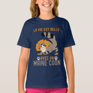 Camiseta La vie est belle avec un maine coon