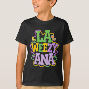 Camiseta La Weezy Ana Mapa Divertido da Louisiana Com Conta