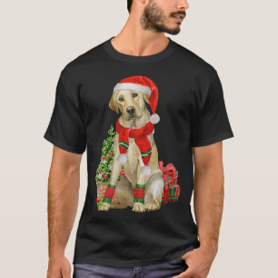 Camiseta Lab Amarelo Labrador Árvore de Natal Cachorro Sobr