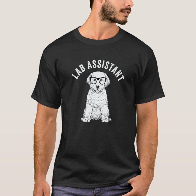 Camiseta Lab Assistant Nerdy Labrador Retriever Amarelo Fil (Frente)