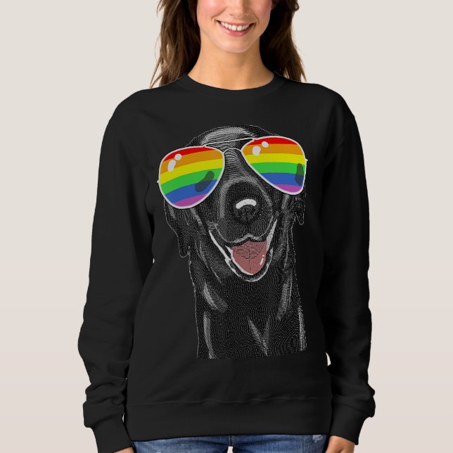Camiseta Lab Negro Orgulho gay Sinalizador de Cachorros LGB (Frente)