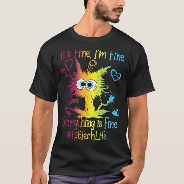 Camiseta Lab Tech Life All Is Fine Colorir (Frente)