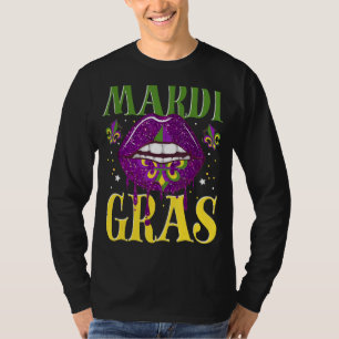 Camiseta Lábio de Mardi Gras Fleur De Lis Fantasia de Carna