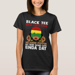 Camiseta Lábio Vermelho Negro Melanina Cava Aqui Bei