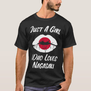Camiseta Lábios adoram a bandeira japonesa Nagasaki