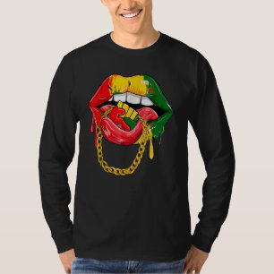 Camiseta Lábios Africanos Bandeira da África Mês da Históri