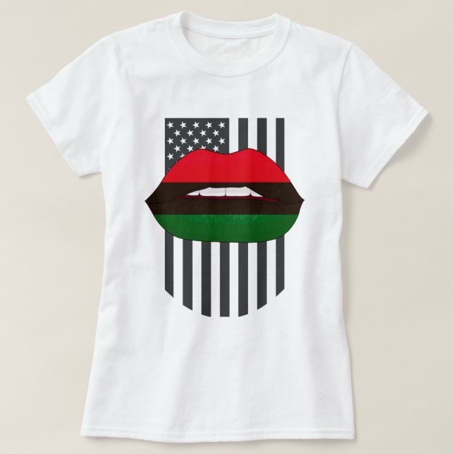 Camiseta Lábios africanos, verde negro histórico (Frente do Design)