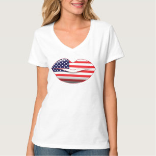 Camiseta Lábios Americanos Brilhantes
