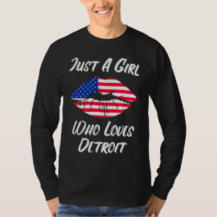 Camiseta Lábios Amor Boca Bandeira Americana Detroit
