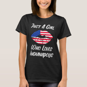 Camiseta Lábios Amor Boca Bandeira Americana Indianapolis