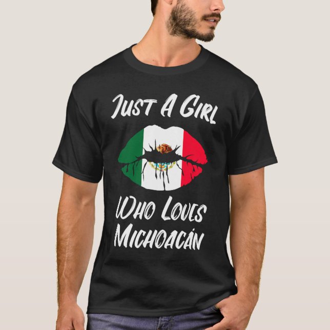 Camiseta Lábios Amor Boca Mexicana Bandeira Michoacan (Frente)