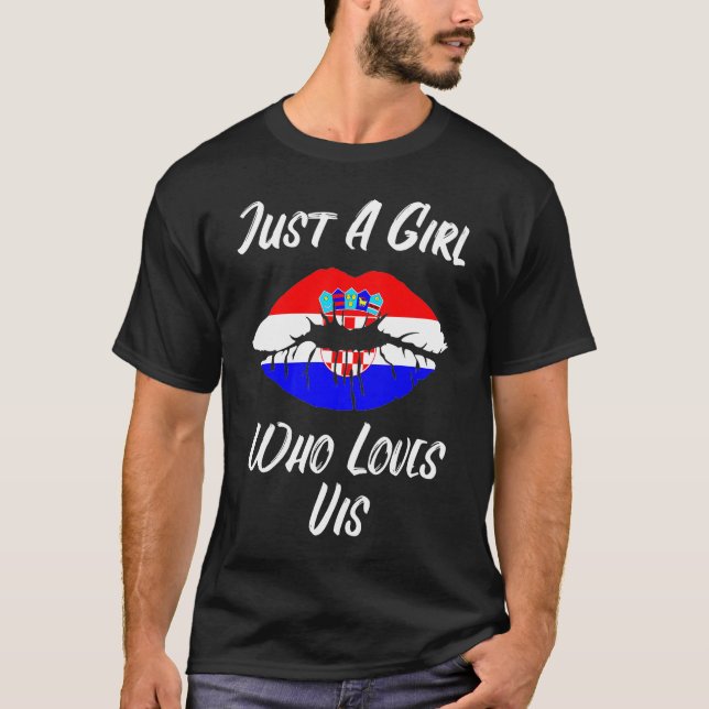Camiseta Lábios Amor Croácia Bandeira Vis (Frente)