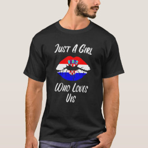 Camiseta Lábios Amor Croácia Bandeira Vis