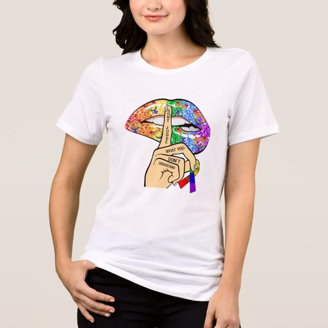 Camiseta Lábios arco-íris LGBT (Frente)