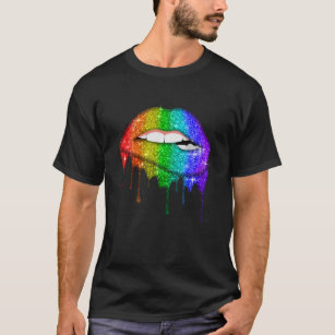 Camiseta Lábios Arco-Íris Orgulho Gay LGBT Lésbica Presente