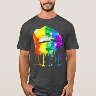Camiseta Lábios Arco-Íris Orgulho LGBT Gay Lésbica Homossex