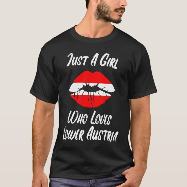 Camiseta Lábios Boca Amor Áustria Bandeira Baixa Áustria (Frente)