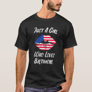 Camiseta Lábios boca amor bandeira americana Baltimore