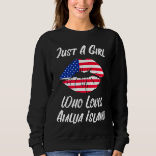 Camiseta Lábios Boca Amor Bandeira Americana Ilha Amelia