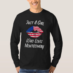 Camiseta Lábios Boca Amor Bandeira Americana Montgomery