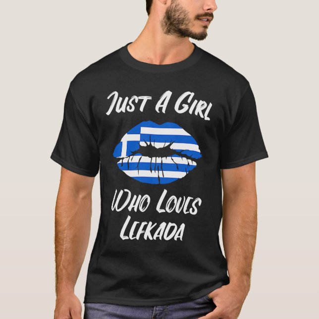 Camiseta Lábios Boca Amor Bandeira Grega Lefkada (Frente)