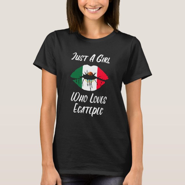 Camiseta Lábios Boca Amor Bandeira Mexicana Ecatepec (Frente)