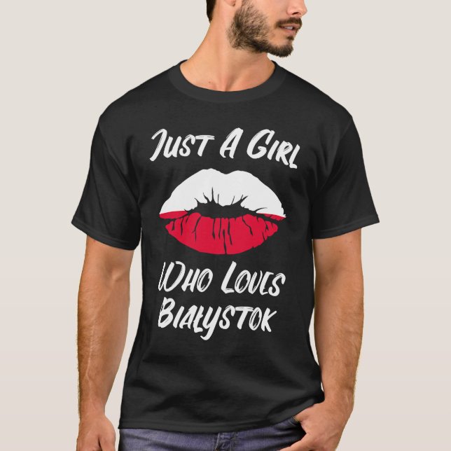 Camiseta Lábios Boca Amor Bandeira Polonesa Bialystok (Frente)