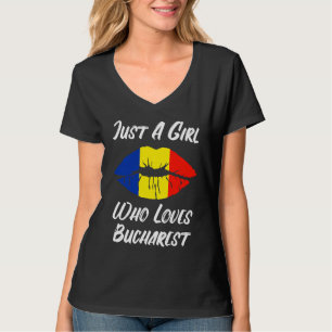 Camiseta Lábios Boca Amor Bandeira Romena Bucareste