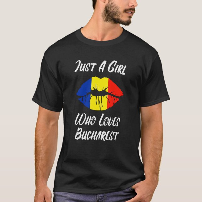 Camiseta Lábios Boca Amor Bandeira Romena Bucareste (Frente)