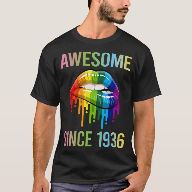 Camiseta Lábios Coloridos - Incrível Desde 1936 (Frente)