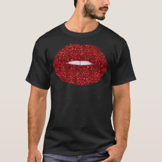 Camiseta Lábios com brilho vermelho