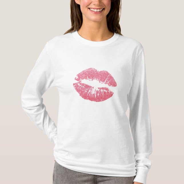 Camiseta Lábios cor-de-rosa cinza (Frente)