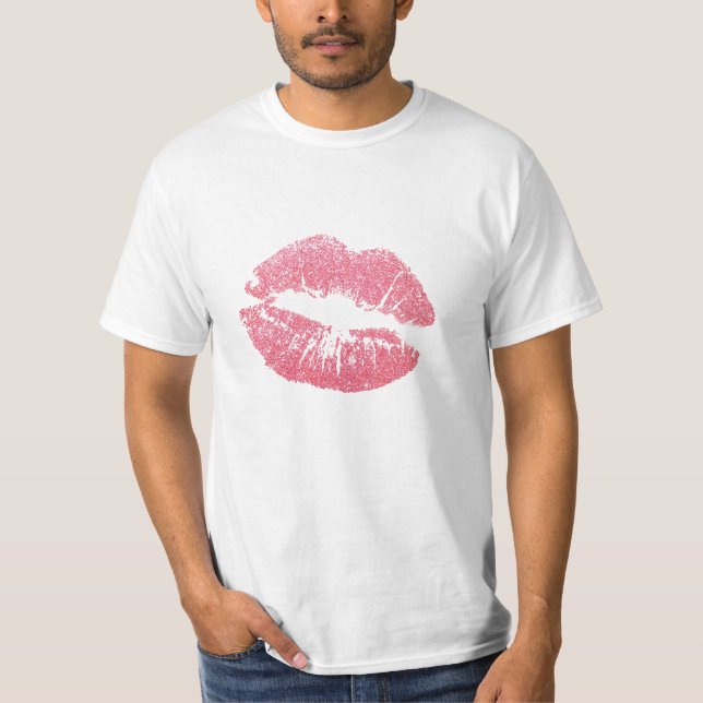 Camiseta Lábios cor-de-rosa cinza (Frente)