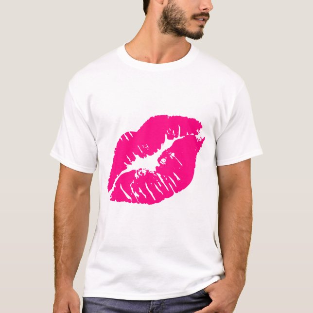 Camiseta Lábios cor-de-rosa do beijo (Frente)