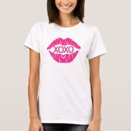 Camiseta Lábios cor-de-rosa XOXO, Lábios Dias de os namorad