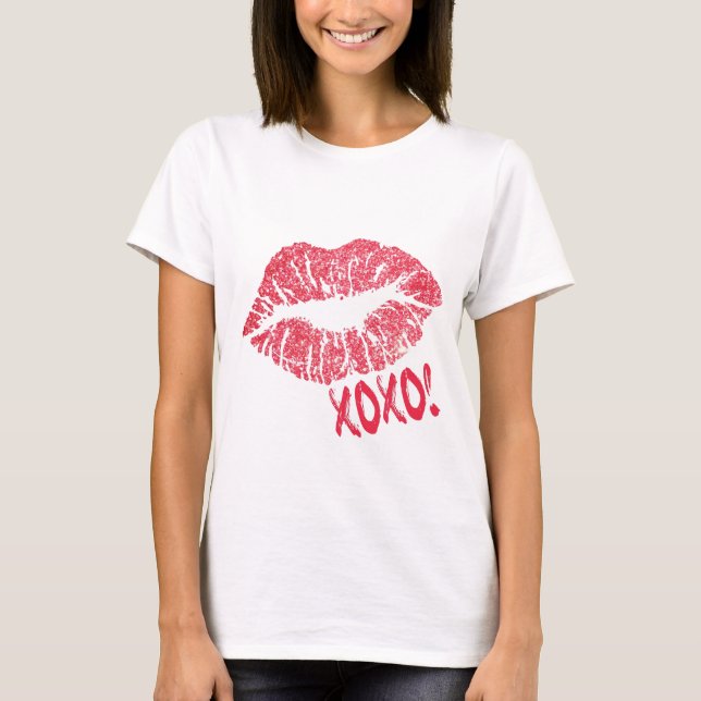 Camiseta Lábios cor-de-rosa XOXO | Makeup Artist (Frente)