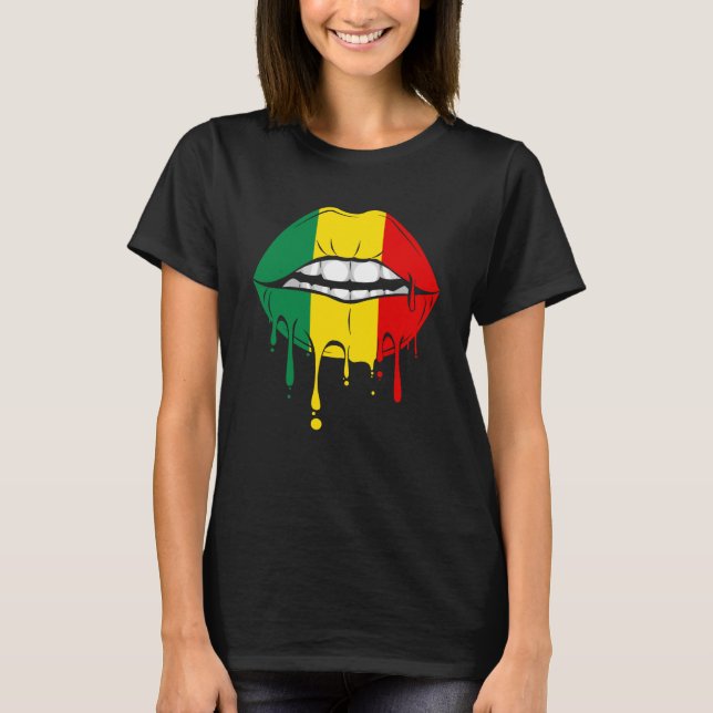 Camiseta Lábios da Jamaica no Rastafarian (Frente)