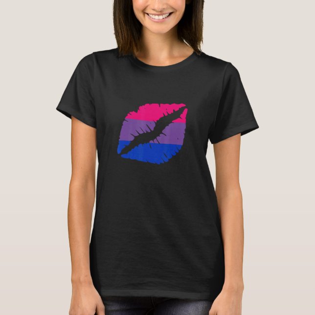 Camiseta Lábios de bandeira bissexuais LGBTQ Orgulho Bissex (Frente)