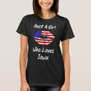 Camiseta Lábios De Bandeiras Americanas Apenas Uma Menina Q