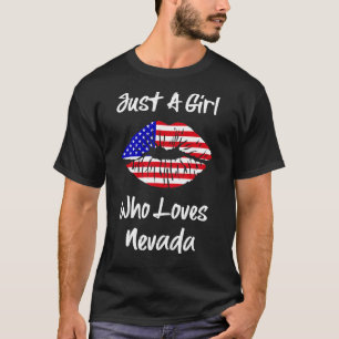 Camiseta Lábios De Bandeiras Americanas Apenas Uma Menina Q
