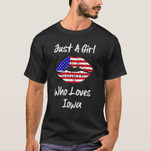 Camiseta Lábios De Bandeiras Americanas Apenas Uma Menina Q
