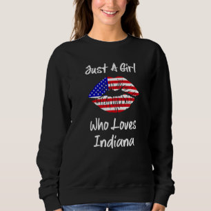 Camiseta Lábios De Bandeiras Americanas Apenas Uma Menina Q