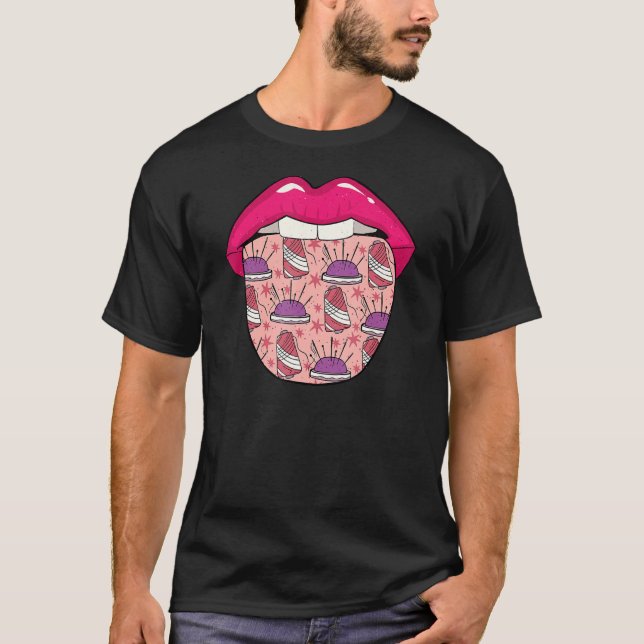 Camiseta Lábios de costura Maquinaria de Esforço S (Frente)